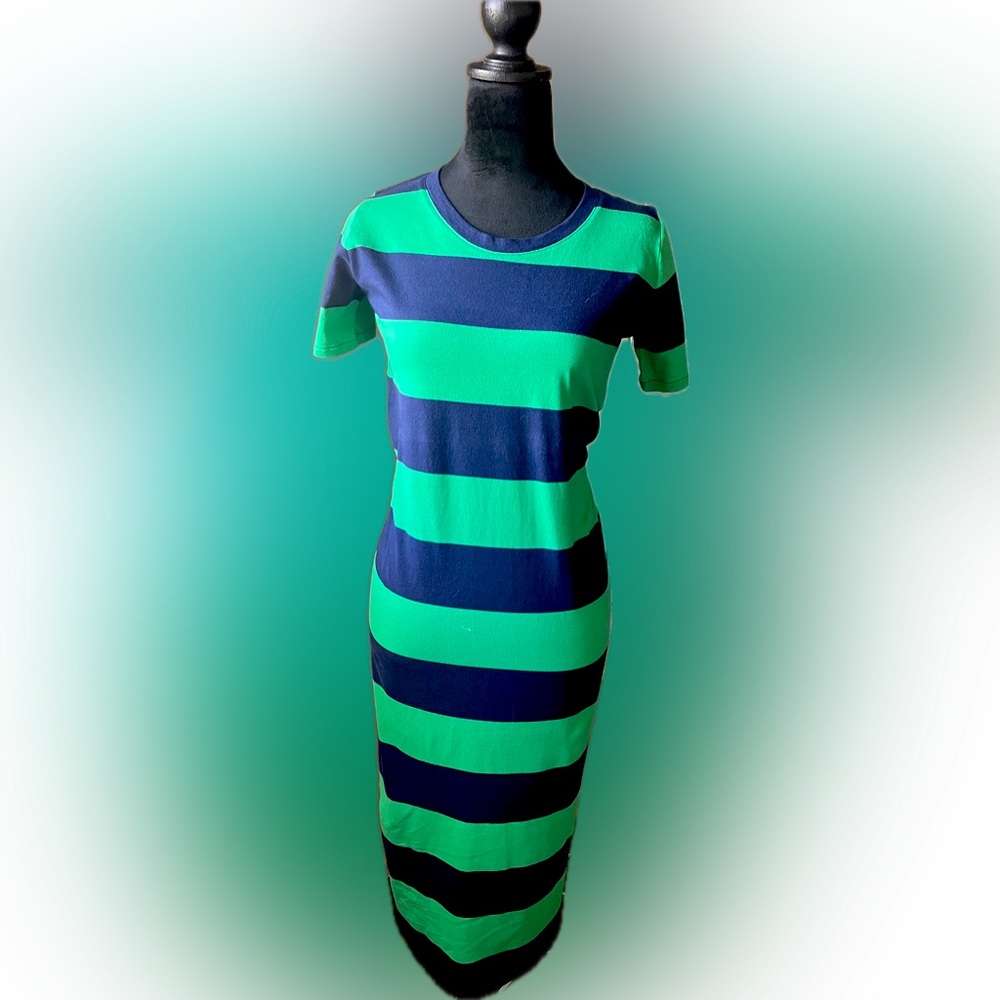 J.Crew Navy & Green T-Shirt Dress